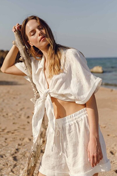 JOJOMIA Alice Rahat Giyim Brode Nakışlı Kadın Plaj Şortu