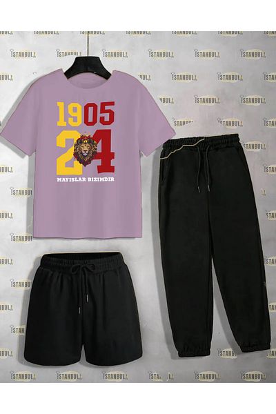 aynewmoda 1905 Lion I Printed T-Shirt and Shorts Set