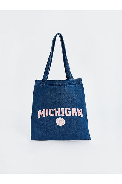 LC Waikiki Geantă de braț pentru femei din denim - LCW Text Printed