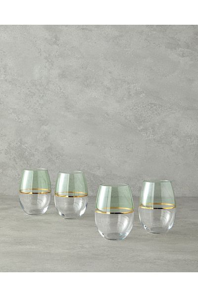 English Home Fiore Glass 4-Piece Glass - 300 ml Light Green