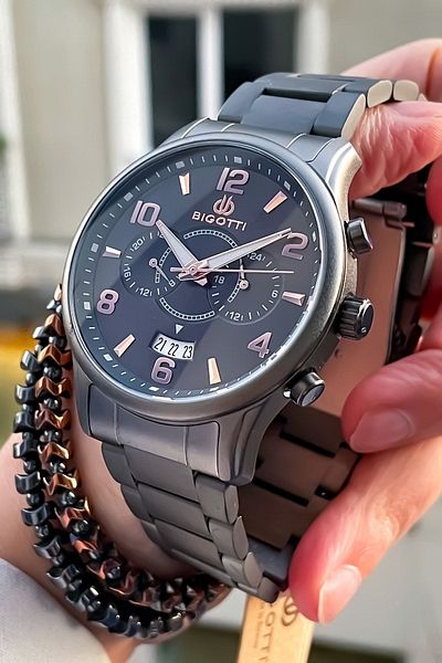 Bigotti Full Steel Silver Color Men's Wristwatch Bracelet Gift Elg1070