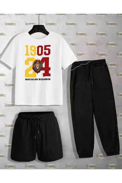 aynewmoda 1905 Lion I Printed T-Shirt and Shorts Set