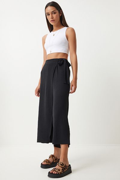 Happiness İstanbul Schwarze Ayrobin Baggy Hose - Rock Look, Damen, DE00033