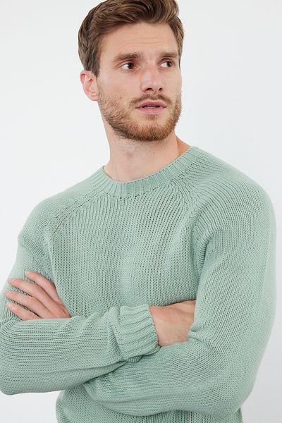 Trendyol Collection Mintfarbener Slim-Fit-Basic-Strickpullover mit Rundhalsausschnitt – TMNAW25KZ00000