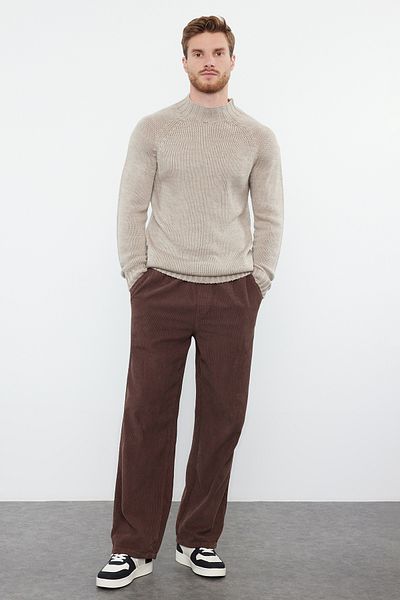 Trendyol Collection Stone Slim Slim Fit Half Turtleneck Plain Strickpullover TMNAW25KZ00002