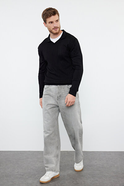 Trendyol Collection Black Slim Fit Double Polo Neck Knitwear Sweater - Tmnaw25Kz00022