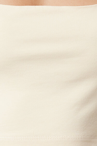 Trendyol Collection Kő színű, karcsúsított, négyzet alakú galléros termény felső - TWOSS24AL00031