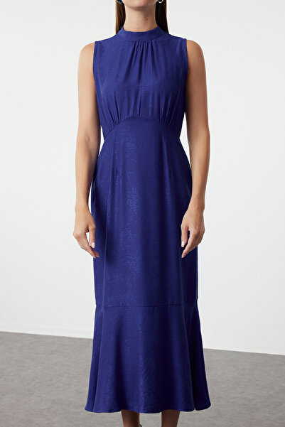 Kolekcia Trendyol Šaty Saks Jacquard Maxi v A-line - TWOSS24EL00989