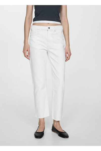 MANGO Woman Gerade geschnittene Crop-Jeans