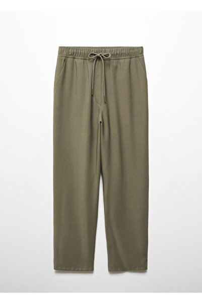MANGO Woman Bağ detaylı dökümlü düz kesim pantolon
