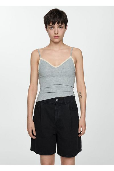 MANGO Woman Denim Shorts with Pens