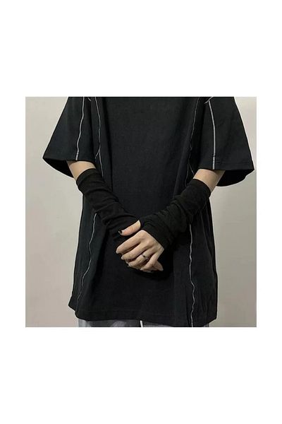 Gofeel Plain Black Cut-Finger Double Arm Sleeve