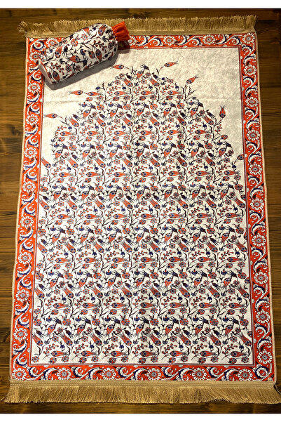 Home kırmızı lale kadife halı seccade