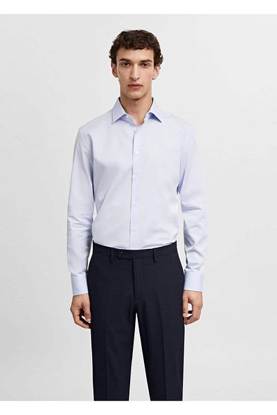 MANGO Man Cămașă slim din poplin de bumbac