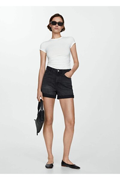 MANGO Woman Mom-fit denim şort