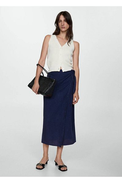MANGO Woman Lyocell Tie részletes szoknya