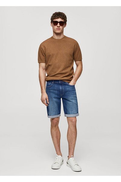 MANGO Man Džínové bermudy slim fit