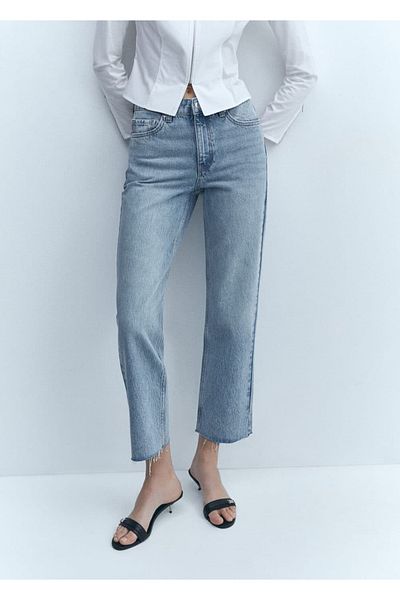 MANGO Woman Egyenes szabású Crop Jeans - kényelmes szabású