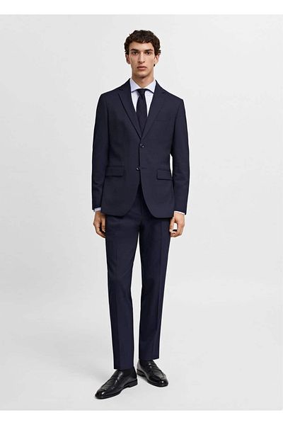 MANGO Man Koszula z tkaniny twill slim fit ze spinkami do mankietów
