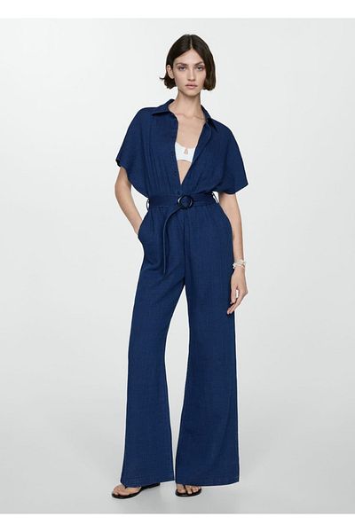 MANGO Woman Salopetă cămașă din blugi
