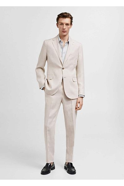 MANGO Man Slim Fit 100% Linen Fabric Pants