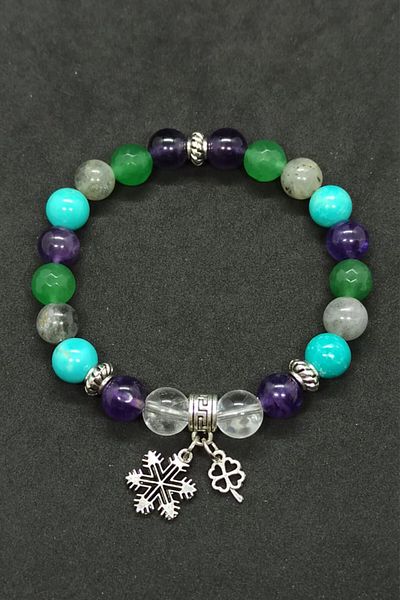 Hayalperest boncuk Crystal Quartz And Amethyst Natural Stone Bracelet