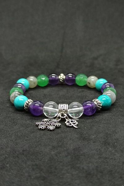 Hayalperest boncuk Crystal Quartz And Amethyst Natural Stone Bracelet