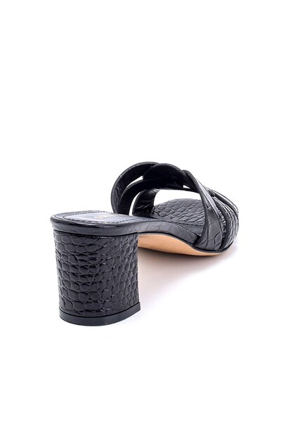 Sofia Baldi Ibisco Black Crocodile Women's Heeled Slippers