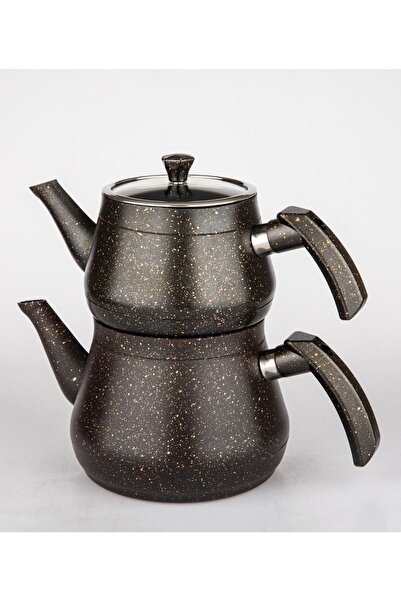 Trendlon Siyah Bakalit Sap Granit Çaydanlık Takımı