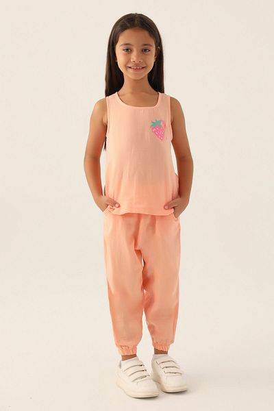 Rolypoly Girl's Salmon Pajama Set
