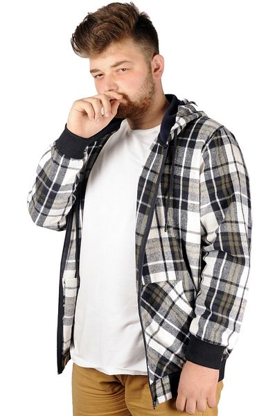 ModeXL Mode Xl Ανδρικό φούτερ με κουκούλα με φερμουάρ. Pocket Lumberjack 21570 Χακί