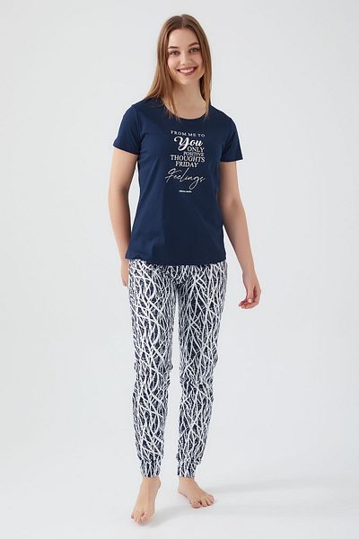 Pierre Cardin Set de pijamale cu mânecă scurtă pentru femei Friday Feelings bleumarin