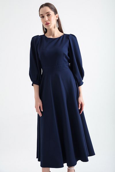 Lafaba Γυναικείο φόρεμα Navy Blue Midi με λεπτομέρεια στην πλάτη