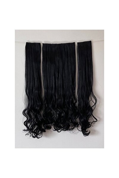 CESLİFE Set de păr false Semilună Neagră +2 Clești Laterale Ondulați Negru La...