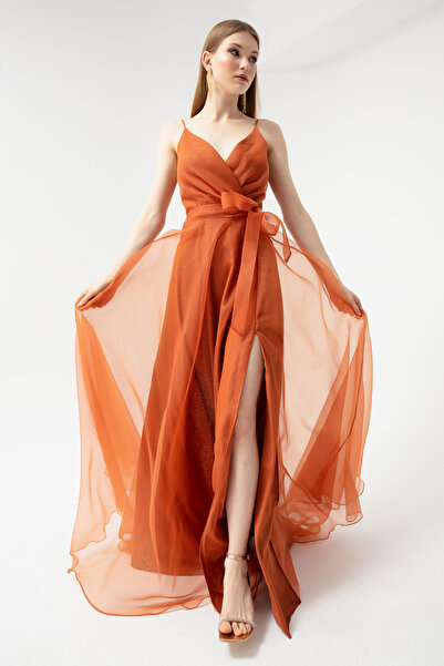 Lafaba Dámské dlouhé večerní třpytivé šaty s dvojitým náprsním ke krku