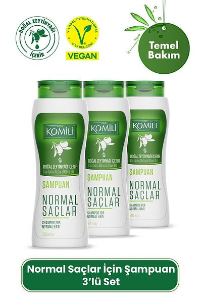 Komili Vegan Basic Care Shampoo - Set of 3 3 X 500 ML For Normal Hair