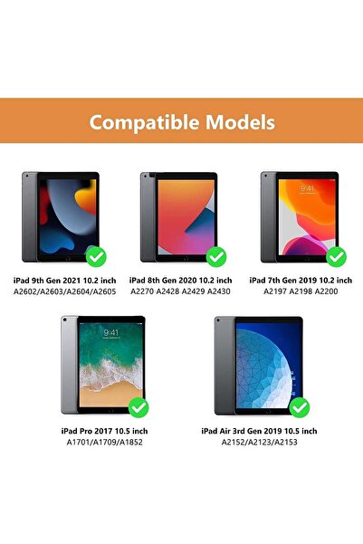 Genel Markalar Ipad 10.2 2021 (9.NESİL) Uyumlu Keyboard Bluetooth Touchpad Kablosuz Klavyeli Kılıf