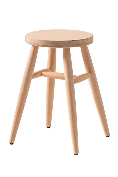 Geppetto Home Kozmatik Dükkan Yuvarlak Tabure Ahşap Ham