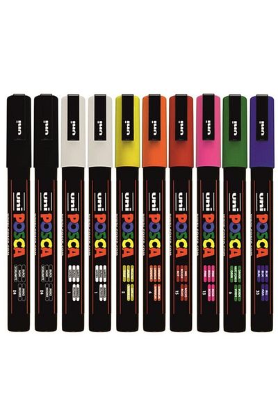Uni Posca Marker Pc-3m Felt Tip Pen 10 Pieces Set