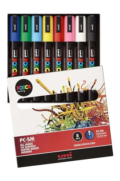 Uni Posca PC-5m 1.8-2.5mm - 7+1 مجموعة ألوان الزهور