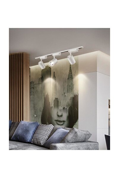 Led 6 Adet 30w  Ray Spot Vitrin Armatürü 2 Metre Raylı Spot Lamba Beyaz Kasa ...