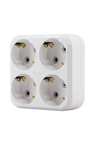 MAKEL Golyat Square Type 4-Piece Grounded Socket, White