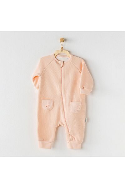andywawa Ac24345 Hiding Rabbits Baby Jumpsuit Salmon