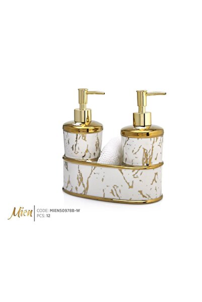 MİEN Dozator de săpun lichid din porțelan din 2 piese Mien Yaldizli