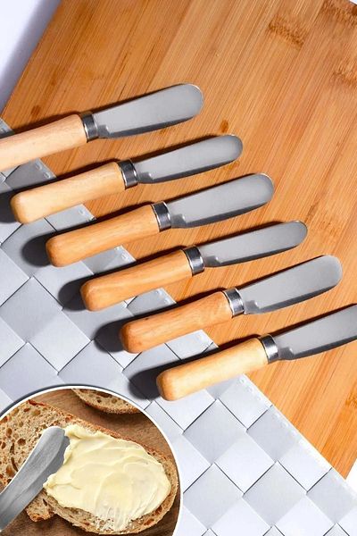 ALBAK Life 6 Pieces Luxury Butter Jam Breakfast Knife with Wooden Bamboo Handle 11cm Breakfast-Knife