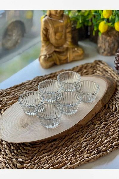 Rayan 6 Pieces Coffee Side Mini Glass Sugar Bowl Turkish Delight Bowl Sauce Bowl Glass Sauce Bowl