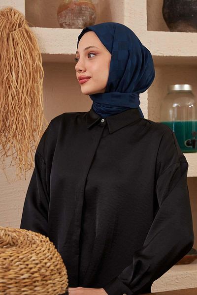 İpekhan Σειρά Silk Jacquard Σαλιάρα με μοτίβο Navy Blue Jacquard 9002-22