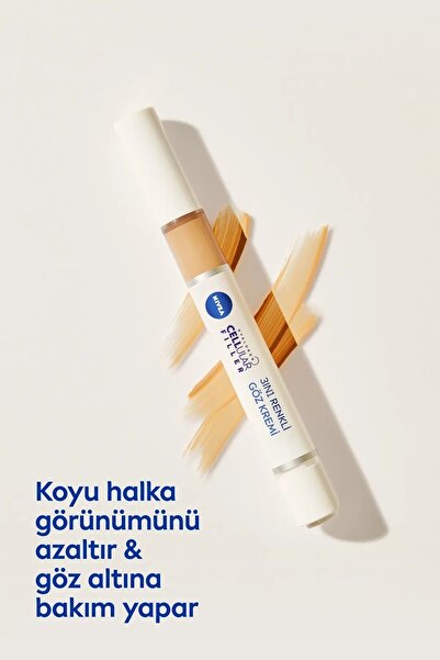 NIVEA Hyaluron Cellular Filler 3 in 1 Renkli Orta Ton Göz Bakım Kremi 4 ml Göz Altı Kapatıcısı
