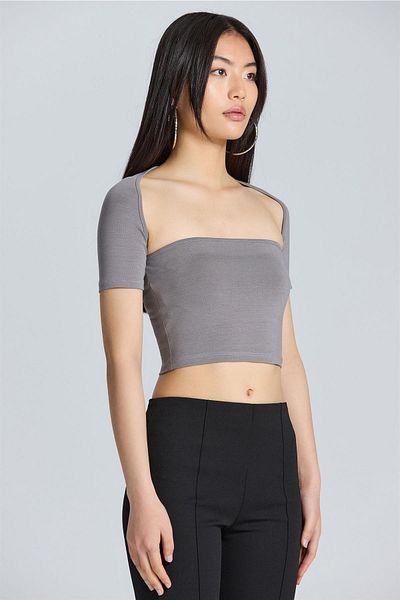 boutiquen Ανθρακί μπλούζα Bolero κοντομάνικη 2560