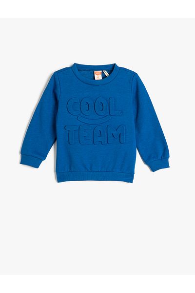 Koton Sweatshirt Long Sleeve Crew Neck Embossed Printed Raised